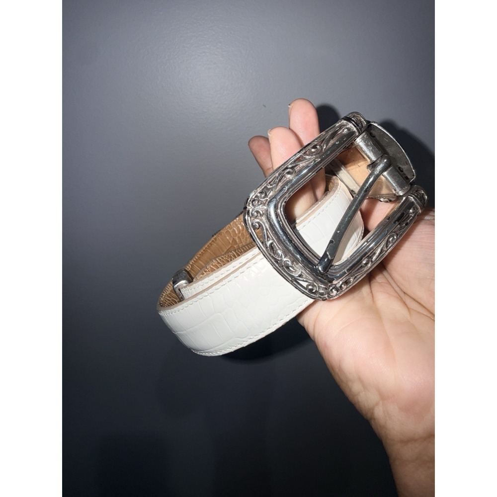 BRIGHTON WOMENS LEATHER REVERSIBLE BELT X White/Tan Sz M 30. 33"